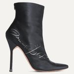 Manolo Blahnik + Vetements Printed Satin Ankle Boots In Black Photo 0