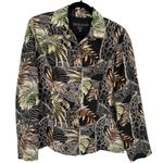 SILKLAND Pure Silk Safari Animal Print Lightweight Jacket Blazer Size 8 Career Black Photo 0