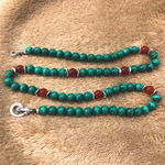 URARTU Green Malachite and Red
Carnelian Sterling Silver Beaded Necklace Photo 1