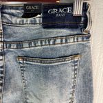 GRACE IN LA  27 Light Blue Distressed Boot Cut Jeans with Silver Strip Detail Photo 2