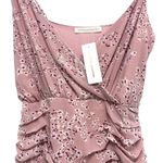 Pookie & Sebastian  Pink Floral Tiered Ruffle Dress Crossover Front Mini Size S Photo 8