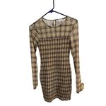 Emory park  Plaid Mesh‎ Long Sleeve Bodycon Mini Dress Size Small Light Academia Photo 1