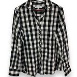 Foxcroft  NYC Germaine Crinkle Buffalo Plaid Black and White Shirt Photo 0