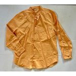 Isle Bay Linen Button Down Shirt L Beachy Pastel Orange Cotton Roll Tab Sleeves Size L Photo 0
