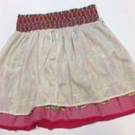 Forever 21 XXI Skirt Pink Red Ruched Yoke Waist Medium Mini Photo 6