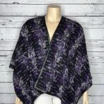 BCBG MaxAzria NWT O/S One Size Faux Leather Trim Wool Blend Rudy Cape Poncho Photo 1