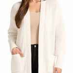 Max & Mia NWT Women's Open Front Long Sleeve Cardigan Sweater Ivory M Photo 0