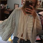 Boutique striped flowy tied crop top  Photo 0