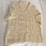 Ultra Pink NEW Crochet Cardigan Sweater Women L Ivory Grannycore Photo 10