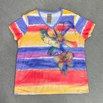 White Stag Ombre Striped Floral Studded Tee Shirt Purple Pink Yellow XXL Photo 10