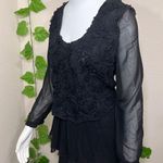 Pretty Angel  Rose Black Pleated Silk Dress Photo 5