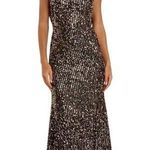 Mac Duggal Bronze Cowl Back Boat Neck Sequined Evening Gown 26331 Size 2 NEW Photo 0