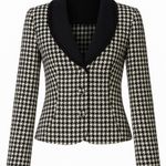 NWT Shomi Petites Houndstooth Black White Blazer Size 14 Photo 0