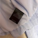 WAYF Pastel Blue Crepe Textured Long Blouson Sleeve Bubble Hem Cropped Blouse L Photo 8