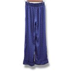 Aerie Blue Geometric Crown Print High Rise Straight Leg Silky Pants Sz M Photo 2
