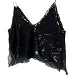 Free People  Intimately Swinging Surplice Sequin Black and Gold Camisole Top Photo 8