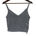 ZARA Metallic Gray Crochet Mesh V Neck Spaghetti Strap Cropped Tank Top S Grey Photo 1