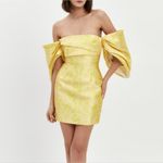 Solace London ‎ Elina Off-The-Shoulder Duchesse Satin Mini Dress Size US 6 Yellow Photo 12