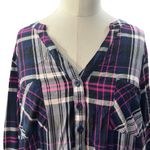 Torrid  Shirt Dress Stretch Challis Plaid Pink & Blue Button-Down NEW Size large Photo 9