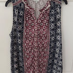 Lucky Brand  Sleeveless Top‎ Medallion Print Ruffle Trim Boho Casual Tank Top M Photo 0