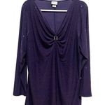 Jaclyn Smith  2X Purple Sequin Long Sleeve VNeck Blouse Work Office Casual Boho Photo 0