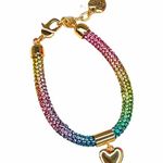 Betsey Johnson Rhinestone and Heart Bracelet, Gold Photo 4