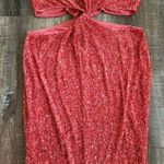 Retrofête Retrofete Katerina Sequin Dress in Calypso Coral Maxi Size XL NWT Halter Photo 4
