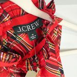 J.Crew Ruffleneck Sleeveless Cotton Poplin Top Red Plaid NWT Size M Photo 2