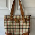Coach Vintage  Hampton Tote Handbag Tattersall Plaid Bag Wool Y2K Leather F13985 Photo 0