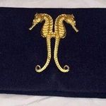 Queen BEA Studio Coastal Gold Seahorse On Blue Clutch Photo 0