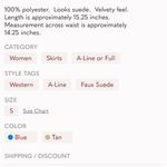 Anna Grace Western Faux Suede A Line Skirt Navy Blue Cowboy  Womens Small Mini Photo 8