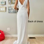 WHITE SEQUIN SLEEVELESS CHAIN CROSS WRAP V NECK DRAPE SPLIT MAXI DRESS Photo 4