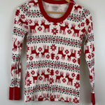 Hanna Andersson Long John Pajamas Top in Dear Deer Women's Size XS 60325 Red Photo 0