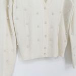 Ann Taylor Faux Pearl V-Neck Cardigan Button Front in Cream Women's XS Photo 3