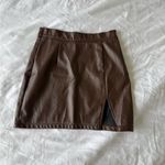 Shusha brown pleather mini skirt with slit Size XS Photo 1
