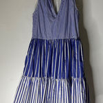 J.Crew  Striped Tiered Dress Sleeveless V Neck Nautical Beachy Casual Vacation XS Photo 0