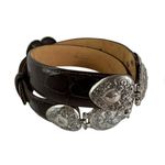 Brighton Vintage Leather Crocodile Embossed Silvertone Heart Buckle Sz M EUC Photo 5
