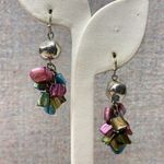 Boho Dangle Earrings Silver Tone Shell Beads Bell Sound Beach Vacation Coastal Photo 1