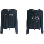 Riot Queen Get Lost Tie Waist Long Sleeve Black Top Blouse XS Photo 1