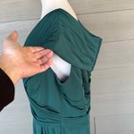 La Femme  Off Shoulder V Neck Long Sheath Jersey Gown Photo 5