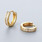 CZ Small Gold Hoop Earrings for Women Men Photo 0