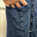 J. Jill Navy 100% Linen Mother of Pearl Sleeveless Tank Top Photo 4