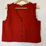 Madewell Red Boxy Ruffled Tank Top Photo 0