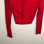 Bozzolo  V-Neck Long Sleeve Crop Top Red Ribbed L Photo 6