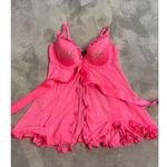 Victoria's Secret 36B Babydoll Gown HOT pink Rhinestones Photo 10