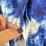 Jason Wu Blue Abstract-Print Flutter-Sleeve Blouse Button Up V-Neck Top Size 0 Photo 4