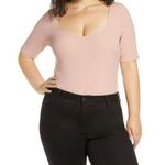 Leith  Womens Pink Sweetheart Neck Thong Bodysuit Plus Size 3X Photo 0