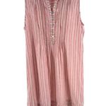 Casacabana muted red Pink Striped Mini Dress linen blend pin tuck m sleeveless White Size M Photo 0
