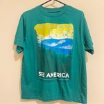 Vibrant Green and Yellow Graphic Relaxed Tee Size M Photo 0
