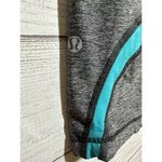 Lululemon  Crop Leggings 4 Black Gray Teal Run Inspire Crop Women's Zipper Pocket Photo 2